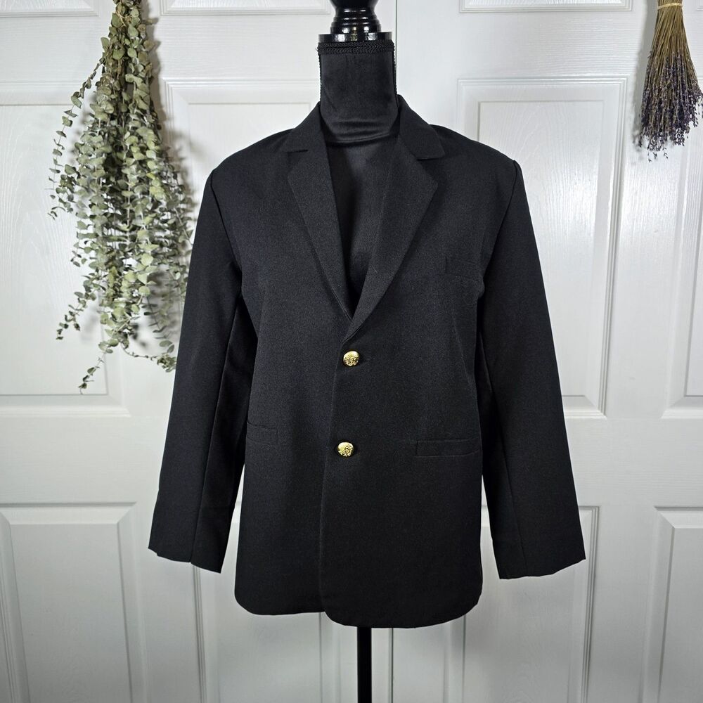 BLACK N BIANCO Blazer Black Gold Boys 16 Long Sleeve Button Up Lined Jacket